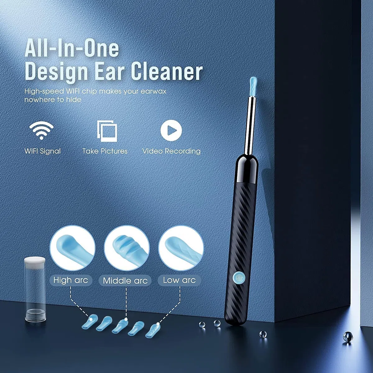 AOPICK Otoscope Oreille 1080P HD Camera, 3,5mm Caméra Nettoyeur Oreille WiFi avec 6 Lumières LED, IP67 Étanche, Cure Oreille Pour Enlèvement Cérumen, Compatible iPhone, iPad, Android