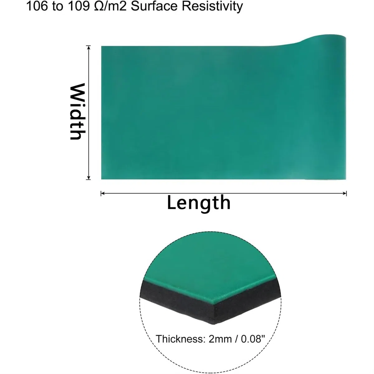 Tapis d'établi, tapis de soudage antistatique, haute température(Black,60x183cm/24x72in)
