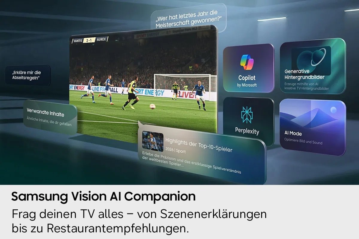 Samsung Téléviseur OLED S85H 4K 48" (122 cm) jusqu'à 120 Hz, anti-reflets avec design OLED FloatLayer avec cadre en métal, montage mural encastré, Dolby Atmos, AI Companion, Smart TV