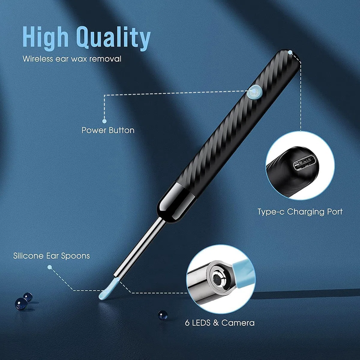 AOPICK Otoscope Oreille 1080P HD Camera, 3,5mm Caméra Nettoyeur Oreille WiFi avec 6 Lumières LED, IP67 Étanche, Cure Oreille Pour Enlèvement Cérumen, Compatible iPhone, iPad, Android