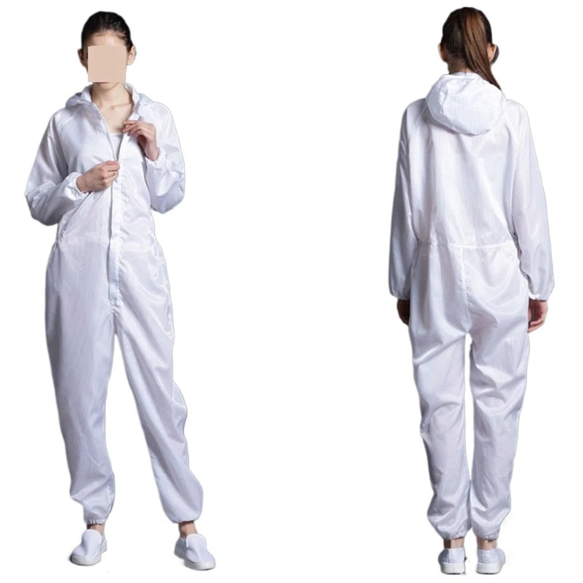 Combinaisons unisexes, uniformes, vêtements propres, à capuche for salle blanche, anti-poussière et antistatiques, protection au travail(blanc,5XL)