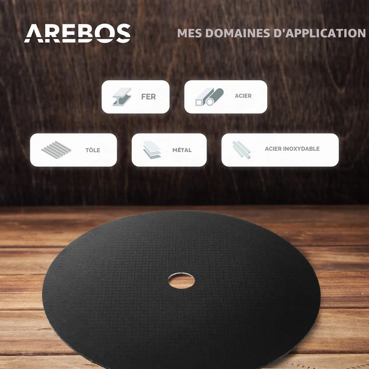 Arebos Disques à tronçonner Ø125 mm, 400 pièces | adaptés à l'acier, l'acier inoxydable, le fer, la tôle, le métal | aller et retour | EN 12413 | certifiés par l'Office d'essai des matériaux (MPA)