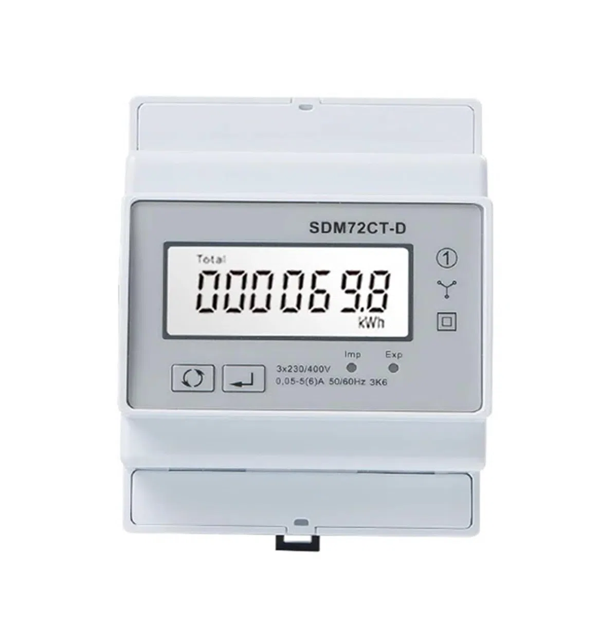 Compteur d'énergie SDM72CT-D triphasé à quatre fils, Rail Din 1A/5A CT connecté