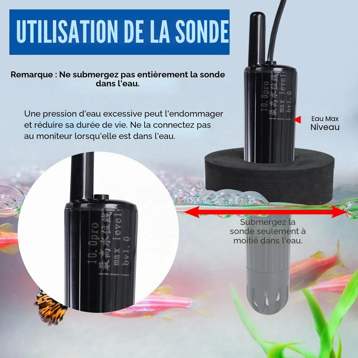 TEKCOPLUS Moniteur de pH Numérique WiFi 8-en-1 pour la Qualité de l'Eau avec Sonde pour Aquariums, Hydroponie, Piscines, Étangs, Laboratoires Mesure pH, Température, TDS, EC, Salinité, ORP, SG