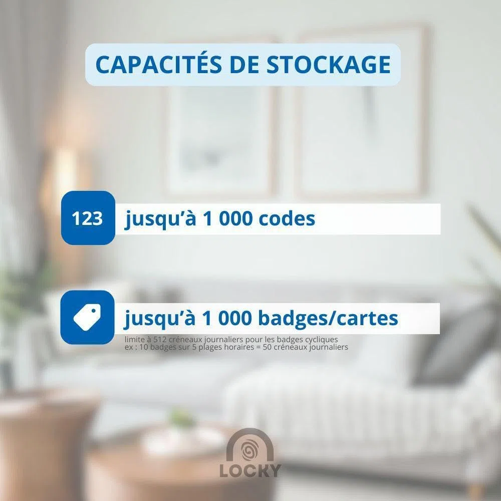 LOCKY-1 Serrure connectée Code, Badge, App, Bluetooth, Poignée intégrée