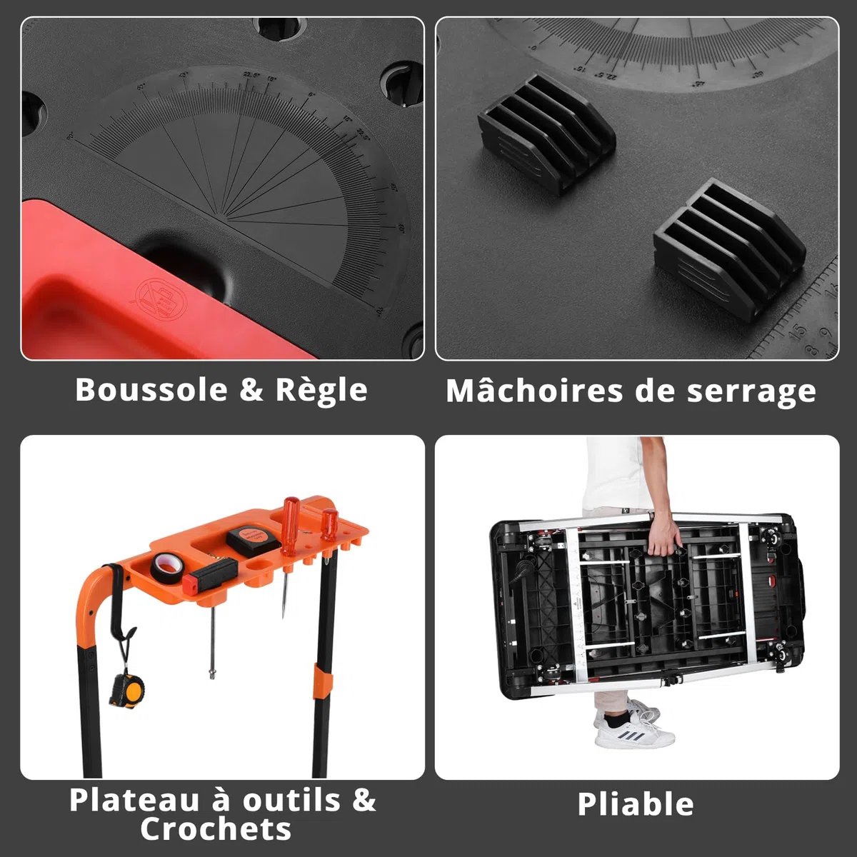 LIFERUN 7en1 Etabli Pliant, Établi Pliable, Chariot Portable Pliable,4 Roue