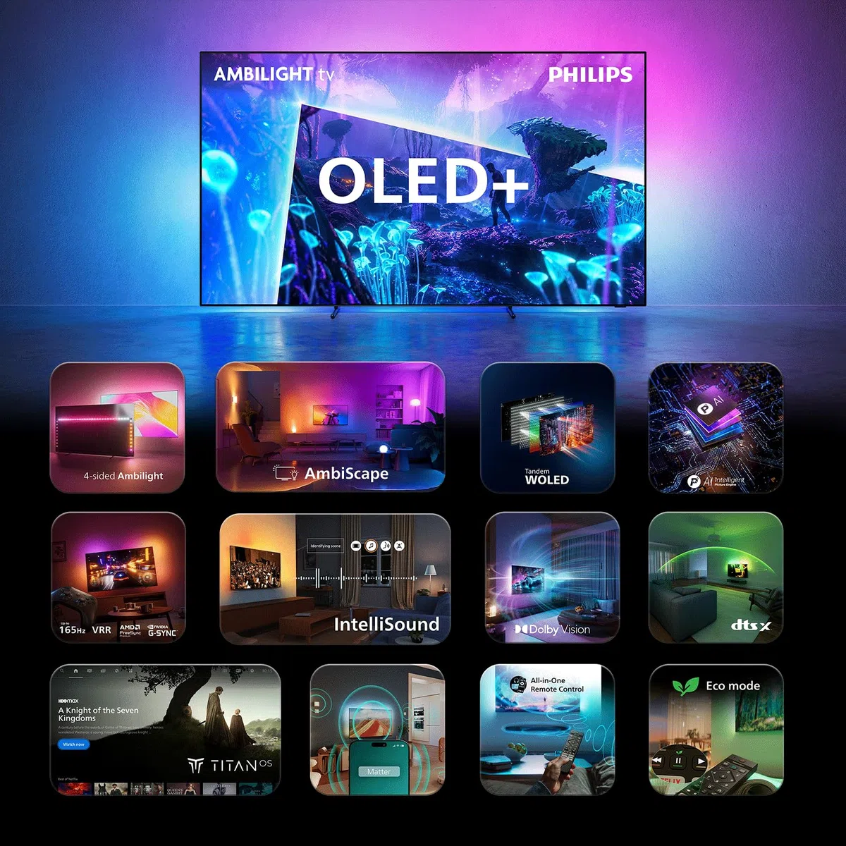 PHILIPS Ambilight TV 65OLED951/12 téléviseur Intelligent OLED 4K, 65 Pouces