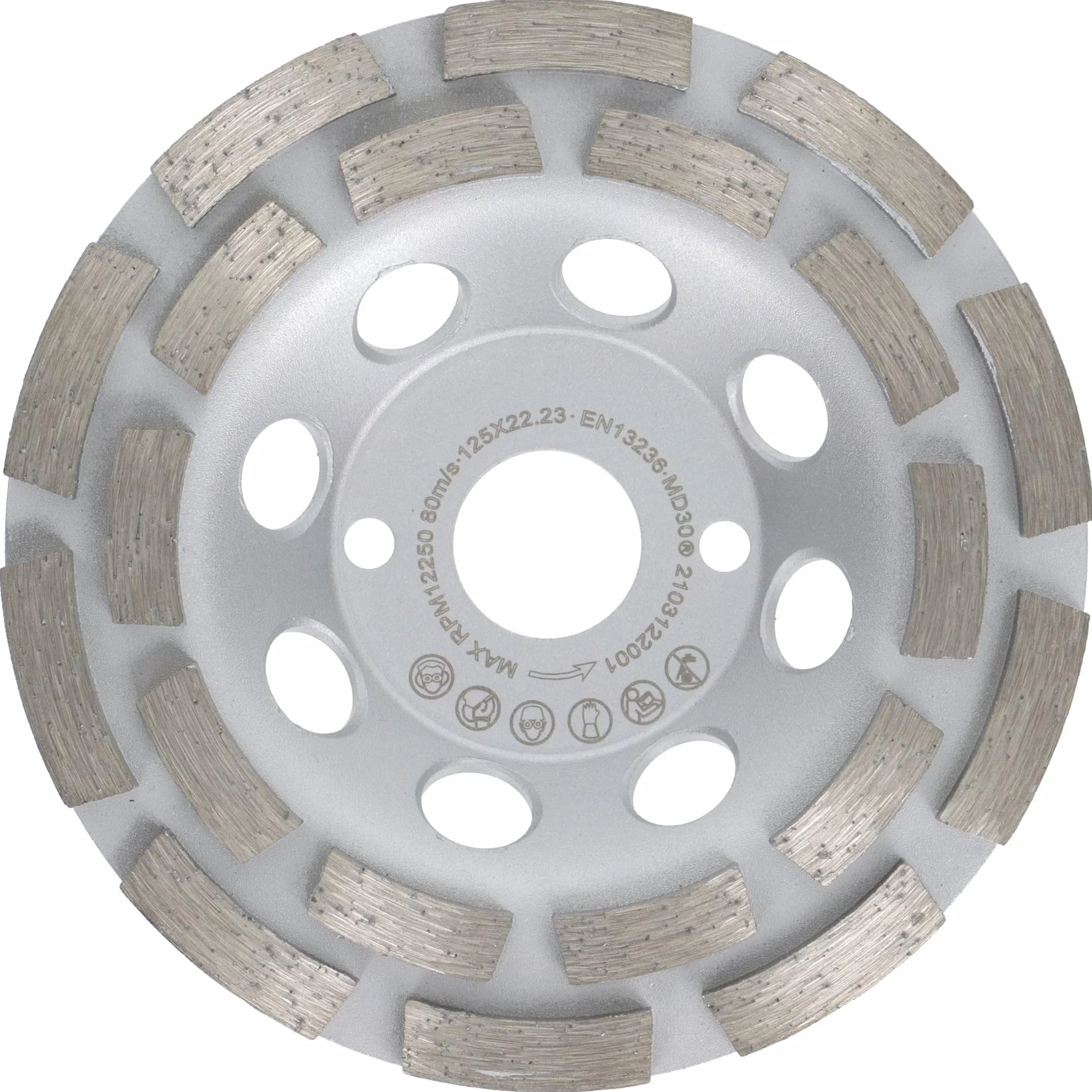 PRODIAMANT Meule boisseau diamantée 125 mm universelle pour béton et pierre - Double rangée, fixation 22,2 mm